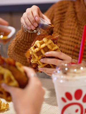 Now serving comfort all day long 🧇. For a limited time, enjoy Chicken & Waffles, a sweet and savory spin on a classic, available for breakfast, lunch and dinner. 