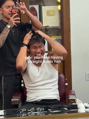 Straight Asian hair is top op, but not in my chair 🤝  #nyc #barber #hair 