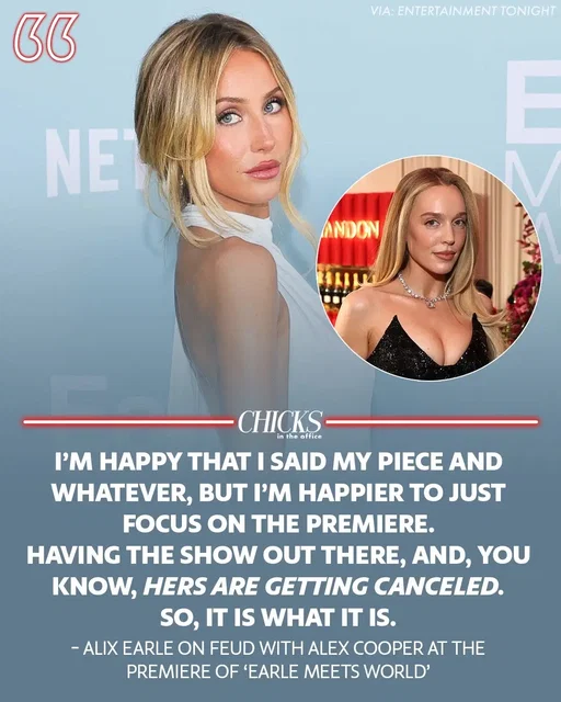 Alix Earle had some comments when asked about Alex Cooper at the premiere of ‘Earle Meets World’ 👀