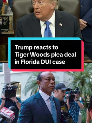 President Trump said golf legend Tiger Woods is “a great guy” who suffers “great pain” and that he’s glad the Florida DUI case was resolved Wednesday. “He had a back operation that did not work out well and he is under pain. And so, it's a tough deal when you're taking a painkiller,” Trump said. “He's just a very special guy.” Woods pleaded no contest to a reckless driving charge in his Florida DUI case, months after pleading not guilty to two misdemeanor charges. He agreed to a five-year suspension of his driver's license and a $1,000 fine. #tigerwoods #trump #golf #sports #florida 