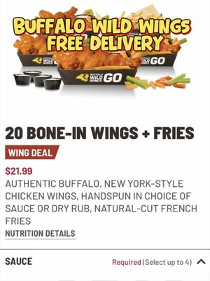 20 wings + fries for $21.99?! 👀 Buffalo Wild Wings has a DoorDash deal I had to try 🍗 @Buffalo Wild Wings  #buffalowildwingspartner #BuffaloWildWings #fooddeals #fastfooddeals 