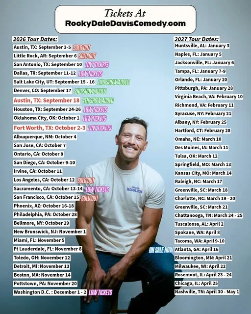 Update tour list. Tried to make it bigger and easier to read.  And I highlighted Austin & Fort worth because some people didn’t know we added a show, and also people didn’t know I’m doing Dallas & Fort Worth. 
