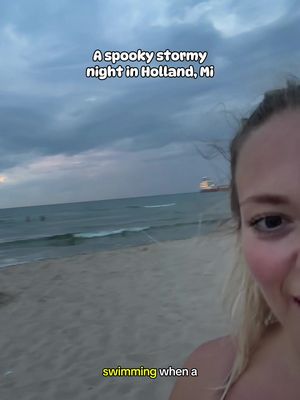 Stormy night at the beach after playing beach volleyball at Holland State Park! It’s so cool to be up close and personal with the freighters! #lakemichigan #hollandmichigan #freighters 