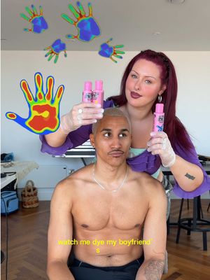 Painting a thermal handprint onto Casius' hair for Boomtown while I prove it's not just him that's high effort t 😭💋 The last video of him dyeing my hair created SO much conversation about men in relationships. Apparently helping your girlfriend do her roots means you're gay, a simp, her slave, or we're secretly in a lavender relationship • I think the reaction says way more about our expectations of men than it does about us We've somehow normalised such a low baseline that when a man is enthusiastic about helping his partner, doing something slightly feminine or putting effort into her life without acting embarrassed about it, people start searching for an ulterior motive.. but a woman doing what l've explained in this video for a man? Normal, no one bats an eyelid I don't think love should be measured by who does the bare minimum better. I think you should both be willing to inconvenience yourselves for each other, learn random skills for each other, help with things that technically aren't your job and take genuine interest in making the other person's life easier The important part is that it's reciprocal!!! He dyes my hair, I spend hours painting ridiculous thermal handprints onto his. He puts effort into me, I put effort into him. Neither of us is keeping score over whether something is traditionally the 'man's' or 'woman's' role. IMO your partner should be one of the people you can ask, 'will you help me with this?'and their first instinct isn't to worry whether doing it makes them look less masculine