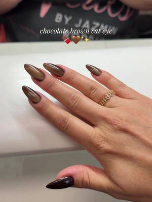 The perfect pre-fall set; chocolate cat eye 🍫🤎✨  . #nailvlog #nailinspo #buildergel #nailvlog #cateyenails 