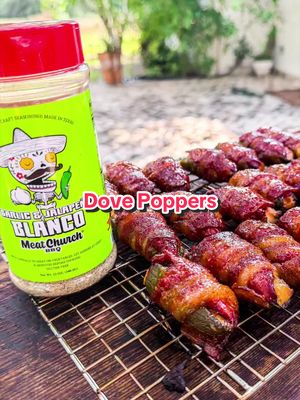 The best Dove Poppers I’ve ever made! My Garlic Jalapeño BLANCO & @brushfirefarms prickly pear pepper jam made on a @Traeger Grills Ranger for a tasty combo on our harvest. #MeatChurch #Hunting #DoveHunting #Dove #BLANCO  My dove recipes are at MeatChurch.com (link in bio) with more in the way this week.