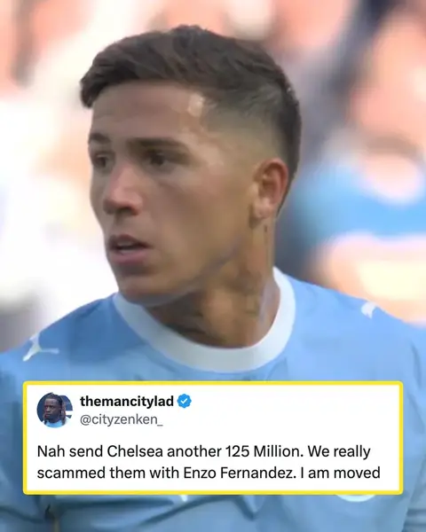 Man City fans were loving Enzo Fernandez's debut in light blue 🤩 The $170M midfielder, the most expensive signing in Premier League history, had a hockey assist in the Citizens' 1-0 win vs. Coventry 🏒 #PremierLeague #mancity #enzofernandez 