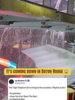 The Clemson-LSU game at Tiger Stadium has been delayed due to rain and lightning 🌧️ #lsu #cfb #rain #lsufootball #lsufootball 