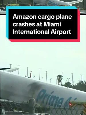 BREAKING: An Amazon cargo plane overran a Miami International Airport runway, hitting vehicles and forcing a ground stop. The FAA released a statement confirming that a Boeing 767-300 that departed from San Juan, Puerto Rico, was involved. The agency said it was now investigating. #breakingnews #amazon #miami #plane 