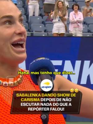 Ela é puro carisma mesmo! 😅🤣 Após a vitória sobre Taylor Townsend, Aryna Sabalenka concedeu uma entrevista ainda na quadra, mas não conseguiu ouvir bem a repórter, e o resultado foi esse! 🐯 📺 ASSISTA A TODAS AS QUADRAS DO US OPEN NA ESPN PELO PLANO PREMIUM DO #DisneyPlus! 🤝 @philcobr #USOpenNaESPN #USOpen #TênisNaESPN #Philco #tiktokesportes