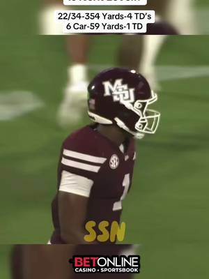 Kamario Taylor Arm Talent Is Next Level!! Scores 5 Total TD’s In Season Opener!! @BetOnline  #kamariotaylor #mississippistate #CollegeFootball #qb1 #fyp 