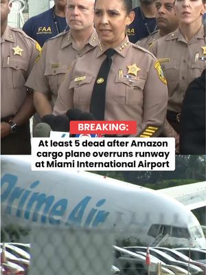 BREAKING: At least five people are dead and five others are injured after an Amazon cargo plane overran a runway at Miami International Airport and struck several vehicles Sunday, officials said. The crash prompted a ground stop at the airport as emergency crews responded to the scene and the Federal Aviation Administration launched an investigation. #breakingnews #miami #amazon #aviation 