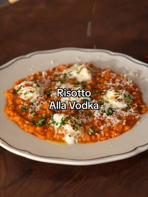 Spicy Risotto Alla Vodka 😫 Ingredients Risotto: 1½ cups Arborio or Carnaroli rice 5 cups of Better Than Bouillon Roasted Chicken stock. Use 1 tsp of paste per 2 cups of hot water (you can reduce this or increase the ratio depending on how salty you like your Risotto). 2 tbsp olive oil 2 tbsp unsalted butter 1 small shallot, finely diced 2 cloves garlic, minced ½ tsp red pepper flakes Gochujang 2 tbsp tomato paste ½ cup vodka (you can skip this) ½ cup heavy cream ½ cup freshly grated Parmesan Salt and freshly ground black pepper To Finish: 1 large burrata Fresh basil leaves Extra grated Parmesan Freshly cracked black pepper Good olive oil for drizzling #risotto #italianfood #FoodTok #foodtiktok 