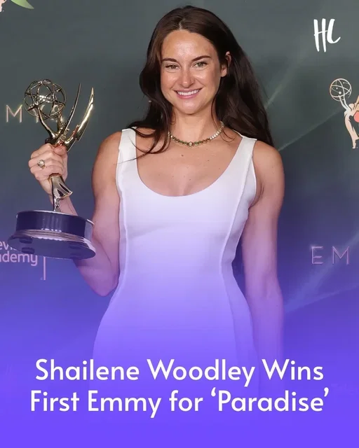 Shailene Woodley has won her very first Emmy at the Creative Arts Emmy Awards for her performance in 'Paradise.' The actress took home the trophy for Outstanding Guest Actress in a Drama Series for playing the role of Annie in the post-apocalyptic thriller. (📸: Getty Images)