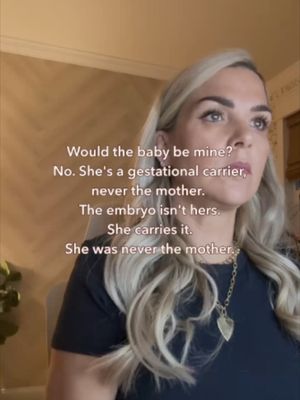 Would the baby be hers? No. It’s one of the most common questions people have about surrogacy, and one of the biggest misconceptions about the process. In gestational surrogacy, the embryo does not belong to the surrogate. She carries the pregnancy, but she is not the baby’s genetic mother. The embryo is created using the intended parents’ egg and sperm, or donor material when needed. She carries the baby. She is never the mother. And that distinction is exactly why we don’t use the phrase “surrogate mother.” Understanding that is one of the first things worth knowing about surrogacy. #surrogacy #surrogate #surrogatelife #surrogacyjourney #surrogacytiktok