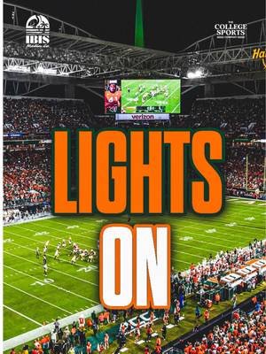 Lights looking real good at our house 😭😂 Miami is bringing in spotlights and additional uplighting to enhance the fan experience at Hard rock stadium 🙌🔥 (🎥: @Miami Hurricanes ) • • • • #ItsAllAboutTheU #Canes🙌 #MiamiHurricanes #TheU #miami @The College Sports Company 