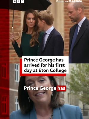 Prince George has officially started his first term at Eton College. The 13 year old, who is second in line for the British throne, was dropped off at the all-boys boarding school by his parents, Prince William and Princess Catherine of Wales. #Royals #Eton #Education #PrinceGeorge #BBCNews