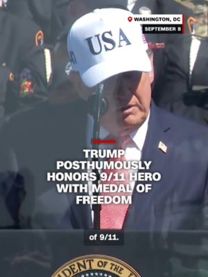 President Donald Trump posthumously awarded the Presidential Medal of Freedom to hero Welles Crowther at an event to commemorate the 25th anniversary of the 9/11 attacks, quipping that he didn't like that Crowther has become "much more famous than me." Known as the "Man in the Red Bandana," Crowther led people to safety at the World Trade Center's South Tower before he died in its collapse.