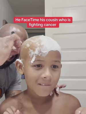 Cousins share an emotional moment when he shows them he shaved his head is solidarity.  His cousin Mason is fighting cancer and the surprise call brought them both to tears. (🎥@kingmade_nuke23) #fcancer #cousins #noonefightsalone  #fuckcancer #pediatriccancer 
