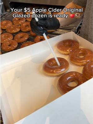 $5 Apple Cider Original Glazed dozen when you buy any dozen. Available Thursday for this weekend only! ✨ Comment 🍎 if you are grabbing you double dozen deal!