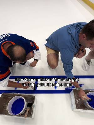 A very cool morning! 🧊🎨 For the first time ever at UBS Arena, #Isles Season Ticket Members who entered through the Isles Rewards platform got the opportunity to paint the blue line on the ice during our install! #islanders #seasontickets #painting #ice 