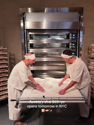 Austria’s viral $60 rye opens tomorrow in NYC 🍞🇦🇹✨ Made with a 57-year-old sourdough starter from Graz, this new bakery focuses on just one bread: 100% rye sourdough. Quarter loaf $15, whole loaf $60, plus ON RYE tartines from $6–14. 📍 RYE by MARTIN AUER: 285 Lafayette St, NYC . . #nyc #rye #bakery #nycbakery #newyork 