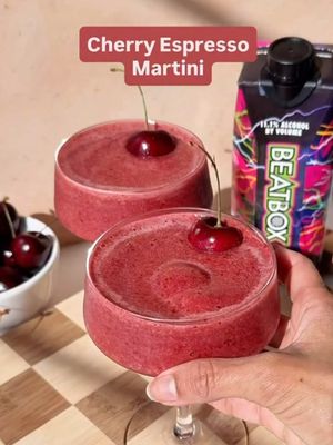 Cool down with a refreshing twist on an espresso martini 🍒☕️🧊 Made with e secur Extreme Sour Black Cherry and served frozen this cherry espresso martini is a perfect bun of rich, espresso, bright cherry flavor, refreshing icy finish 🍸🧊 Ingredients: - 1 cup Frozen Cherrys - 2 oz Cherry Espresso# - 3 oz Xtreme Black Sour Cherry - 1/2 Cherry Juice #beatboxbeverages #beatbox #cocktail #cherry 