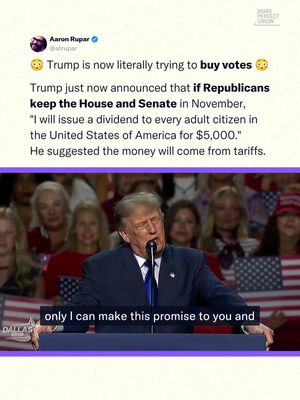 Trump is making a promise to buy votes with a $5,000 dividend if Republicans win the House and Senate, but he has previously promised various payouts that have NEVER been issued.