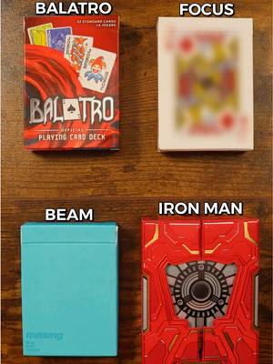 Which of these 4 viral decks is your favorite? #playingcards #pov #cardistry #thedudewithcards #fyp 