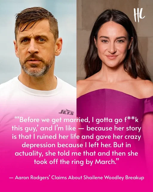 Aaron Rodgers made some shocking claims about his past relationship with Shailene Woodley on “Not Just Football with Cam Heyward.” (📸: Getty Images)