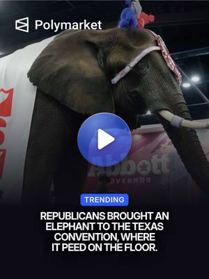 Republicans brought an elephant through their Texas convention in Dallas in June, where it ended up peeing on the floor as attendees watched. At the most recent convention in Dallas, Trump proposed a $5,000 "Trump dividend" to every U.S. adult if Republicans retain control of Congress, a proposal that would require congressional approval and could cost over $1 trillion. Traders predict a 55% chance Democrats win both the House and Senate in the 2026 midterms. #republican #elephant 