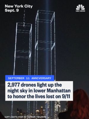 Almost 3,000 drones light up the night sky in lower Manhattan to honor the lives lost during the September 11th attacks.