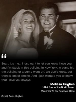 On September 11, 2001, 2,977 people were killed when terrorists hijacked four commercial airplanes, crashing them into the World Trade Center, the Pentagon, and a field near Shanksville, Pennsylvania. This is one of the voicemail recordings left by a victim to a loved one in her final moments.
