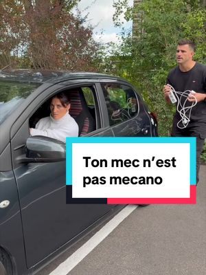 Tag quelqu’un qui est vraiment pas à l’aise avec la mécanique 😂  With @Oriane #humour #pourtoi #couple #voiture 