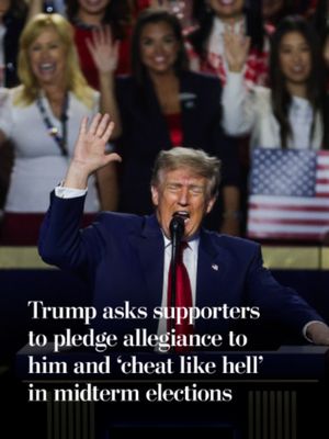 Closing out the GOP’s midterm convention in Dallas, President Trump asked those in the audience to raise their right hand. He then led them in a pledge, to him, that they would vote in the midterm elections, registered or not. More from The Washington Post at the link in our bio. #trump #midterm #elections