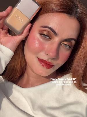 @Fenty Beauty Pro Filt’r Fluid Flex Natural Matte Longwear Foundation in shade 236N. I have no words but to stress upon how easy it is to blend and how breathable it is to wear. This foundation comes in 50 shades and is supposed to move with you ✨✨ How do we feel about the overall results? Would you try this foundation?  *now available at @sephoracanada @Rihanna  #beautyinfluencer #fentybeauty #foundationreview #glassskin #contentcreator