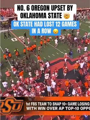 OKLAHOMA STATE BECOMES THE FIRST TEAM TO SNAP A DOUBLE-DIGIT LOSING STREAK WITH A WIN OVER A TOP 10 OPPONENT 😳🔥 #CollegeFootball #cfb #football #oklahomastate #oregon