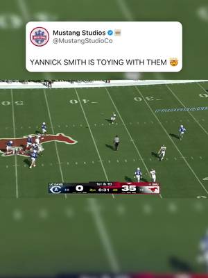 INSANE TOUCHDOWN FROM YANNICK SMITH WHAT THE⁉️😭 @_.treyskiiii  • • • • #PonyUp #PonyUp🐎 #SMU #SMUFB #Dallas 