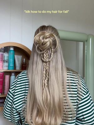 I GOT YOU 🧸 follow for more fall hairstyles! #fallhair #fallhairstyles #halfuphalfdown #slickback #braidedhairstyles 