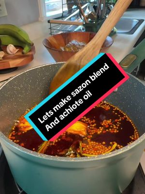 Achiote Oil & Sazon Blend Authentic Cooking 🥘  * 500ml Avocado or Olive Oil * 1Tbs Coriander Seeds * 3 Garlic Cloves  * 2-3 Culantro Leaves * 1/3c Annatto Seeds Sazon Blend * 1/2tsp Annato Powder * 1/2tsp Paprika Powder * 1/4tsp Turmeric Powder  I use Sazon blend for my rice, beans, and guisado only, and I use Achiote oil for my rice, marinate my meats, pasteles, and alcapurria etc. 