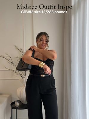 Midsize Amazon/dynamite outfit / all black lace chic #midsizefashion #amazonfinds 