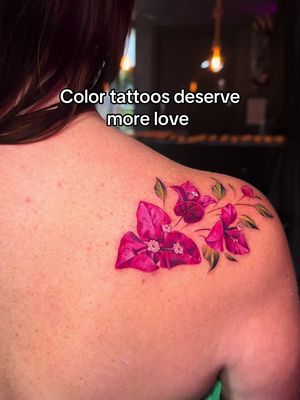 A little pop of color 🌺✨ Beautiful floral tattoo done at Rock’N’Roll Tattoo Mallorca 🩷 Walk-ins welcome! #MallorcaTattoo #ColorTattoo #FloralTattoo #TattooMallorca #SantaPonsa 