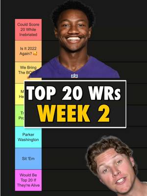 My top 20 WRs for week 2  #football #TikTokCampaign #fantasyfootball #nflfantasy #nfl 