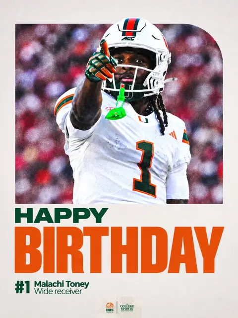 Join us in wishing wide receiver @75 a very happy 19th birthday! 🥳🙌 Happy Birthday, Malachi! 🎉 • • • • #ItsAllAboutTheU #Canes🙌 #MiamiHurricanes #TheU #miami @The College Sports Company 