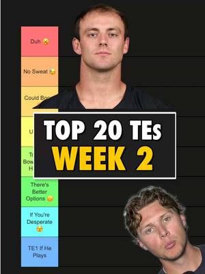 My fantasy football top 20 TEs for week 2  #football #TikTokCampaign #fantasyfootball #nflfantasy #nfl 