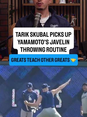 Tarik Skubal has picked up Yoshinobu Yamamoto’s iconic javelin throwing routine and this is incredible to see 🙏 Skubal has said Yamamoto’s process is second to none and at 29-years-old, he still wants to learn from his great Dodgers teammates. He had his first champagne celebration with LA today and said more are on the way. #losangeles #dodgers #dodgerstadium #japan 