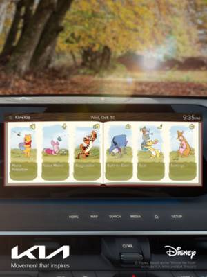 One hundred years of cherished moments. Disney Winnie the Pooh reminds us that wisdom and happiness lives in our everyday moments. Experience the classic charm at Kia Connect Store. #Kia #KiaConnectStore #WinnieThePooh #Disney Display themes to be released are subject to change. Availability and features may vary by model, model year, trim level, and vehicle software version. Kia Connect subscription required. Kia Connect terms and conditions apply.