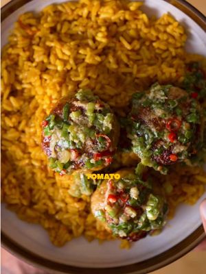 Spicy Ginger Scallion Chicken Meatballs With Tomato Rice Listen … this one is going on repeat! Y’all gotta try this one -recipe will be on my substack link in bio.