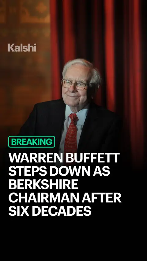 Warren Buffett stepped down as Berkshire Hathaway chairman on Friday, ending a run that started in 1970. His son Howard takes over as chairman, while Greg Abel continues as CEO. Buffett built Berkshire into a $1 trillion company with a 19.7% compounded annual return over six decades. Kalshi traders give him just a 4% chance of becoming the world's second trillionaire.