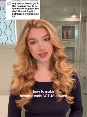 Replying to @pilarluheda here’s how to make your heatless curls last! lmk if you have questions too, because products do vary by hair type a bit 🫶🏼🫶🏼 #hair #heatlesscurls 